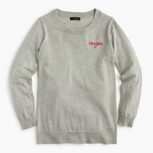J.Crew Merino Wool Crewneck Bonjour Sweater